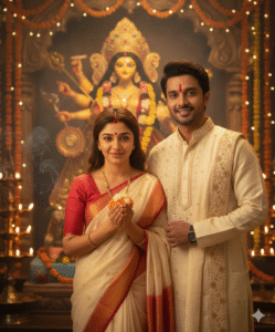 Traditional Couple Durga Puja Look