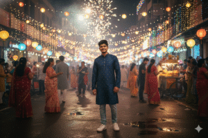 Street Diwali Celebration Scene