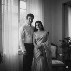 Black-and-White Retro Love Portrait