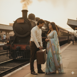 Retro Train Station Romance