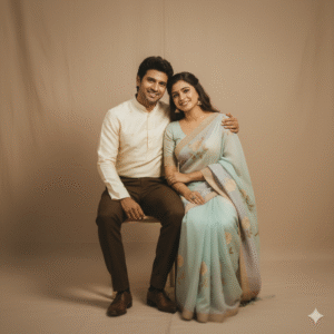 Old Photo Studio Couple Portrait