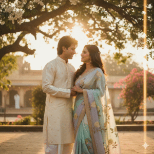 Classic 90s Bollywood Couple Portrait